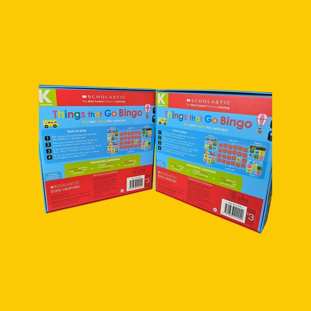 Scholastic Things That Go Bingo Game Bundle 2 Pack Kindergarten Educational Toy